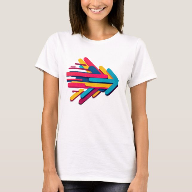 Camiseta Flecha de Movimiento 3D Retro Vibrante (Anverso)