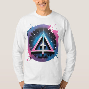 Camiseta Flecha geométrica neón en salpicón cósmico