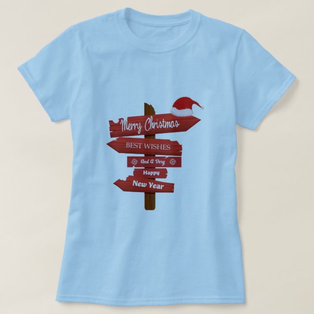 Camiseta Flechas de madera Feliz Navidad y Año Nuevo (Diseño del anverso)