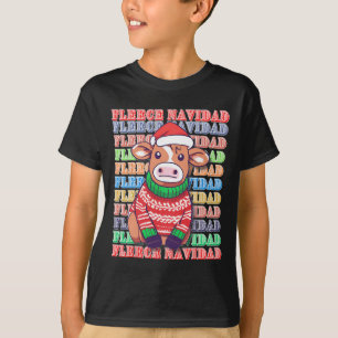 Camiseta Fleece Feliz Navidad - Cuidada vaca de navidad - g