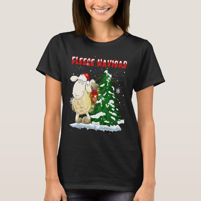 Camiseta Fleece Feliz Navidad  Cute-Sheep Christmas (Anverso)