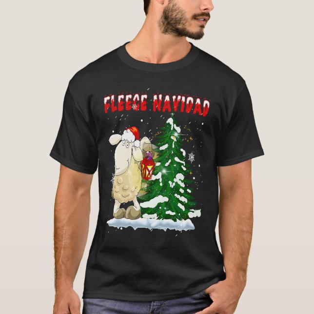 Camiseta Fleece Feliz Navidad  Cute-Sheep Christmas (Anverso)