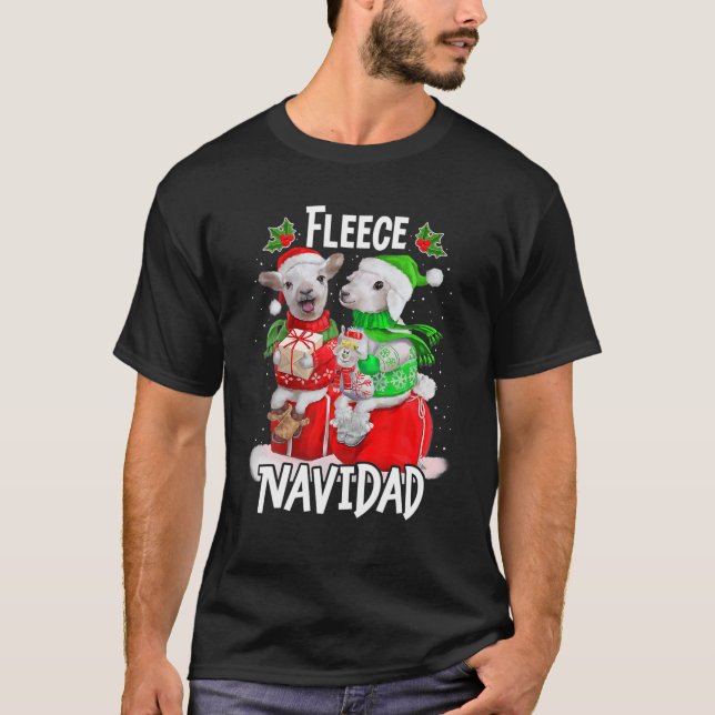 Camiseta Fleece Feliz Navidad Divertidos Navidades de oveja (Anverso)