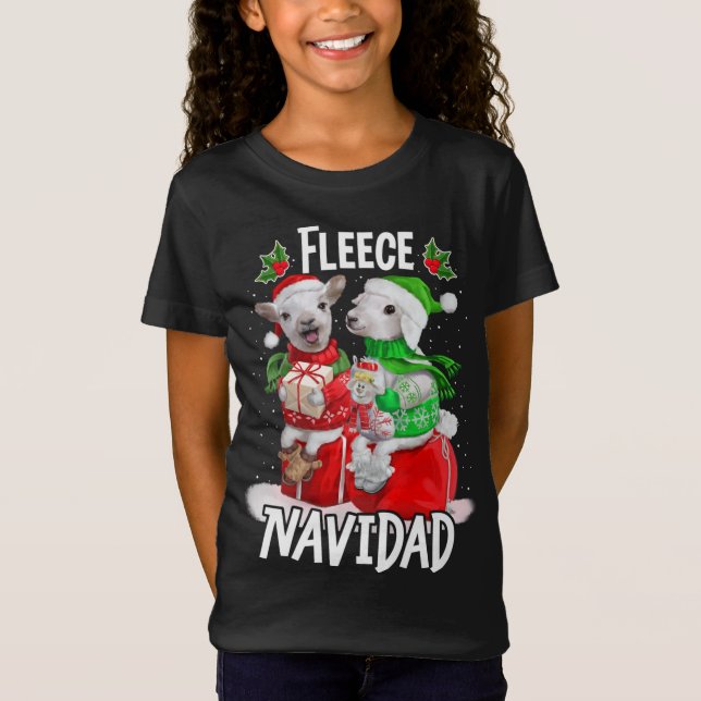 Camiseta Fleece Feliz Navidad Divertidos Navidades de oveja (Anverso)