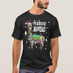 Camiseta Fleece Feliz Navidad Llama Xmas cadenas de luz Lla