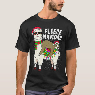 Camiseta Fleece Feliz Navidad Sloth Riding Llama Navidades