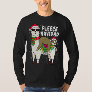 Camiseta Fleece Feliz Navidad Sloth Riding Llama Navidades