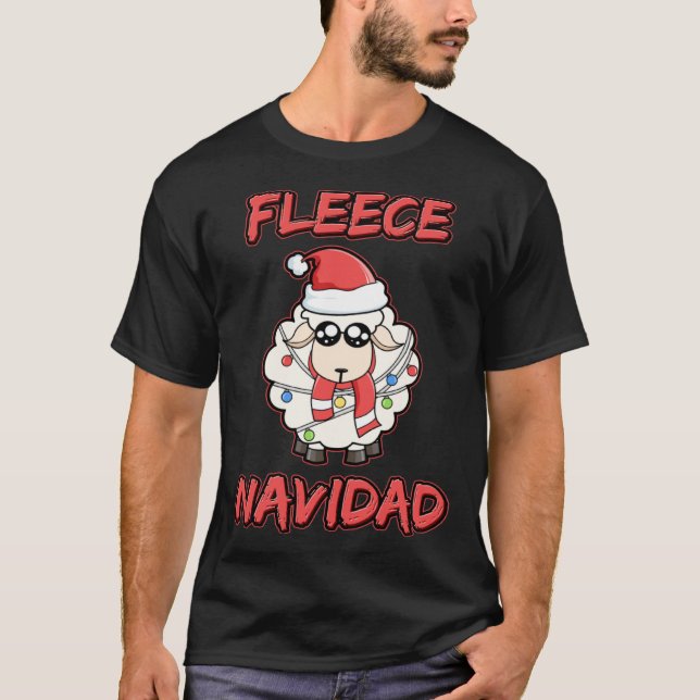 Camiseta Fleece Navidad Feliz Navidad Sheep Wool Christmas (Anverso)