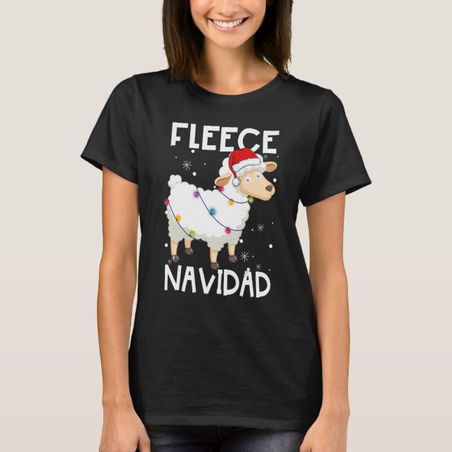 Camiseta Fleece Navidad Feliz oveja ilumina a Navidades Paj (Anverso)