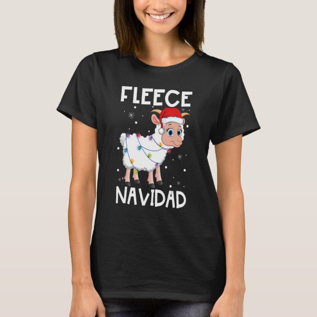 Camiseta Fleece Navidad Feliz oveja ilumina a Navidades Paj (Anverso)