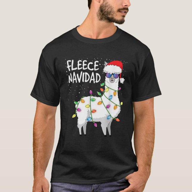Camiseta Fleece Navidad Funny Christmas Navidad Llama  (Anverso)