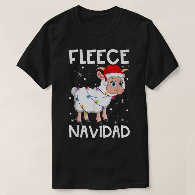 Camiseta Fleece Navidad Funny Christmas Sheep Feliz Xmas Li (Diseño del anverso)