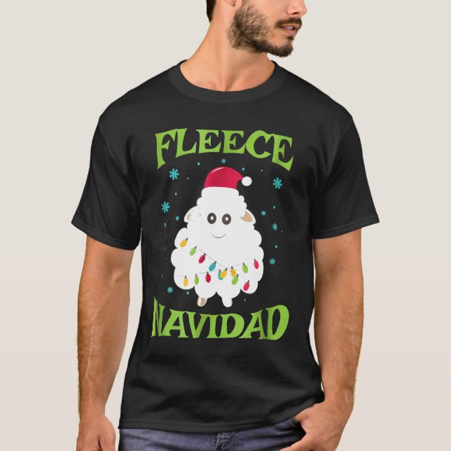 Camiseta Fleece Navidad Funny Sheep Feliz Navidad (Anverso)