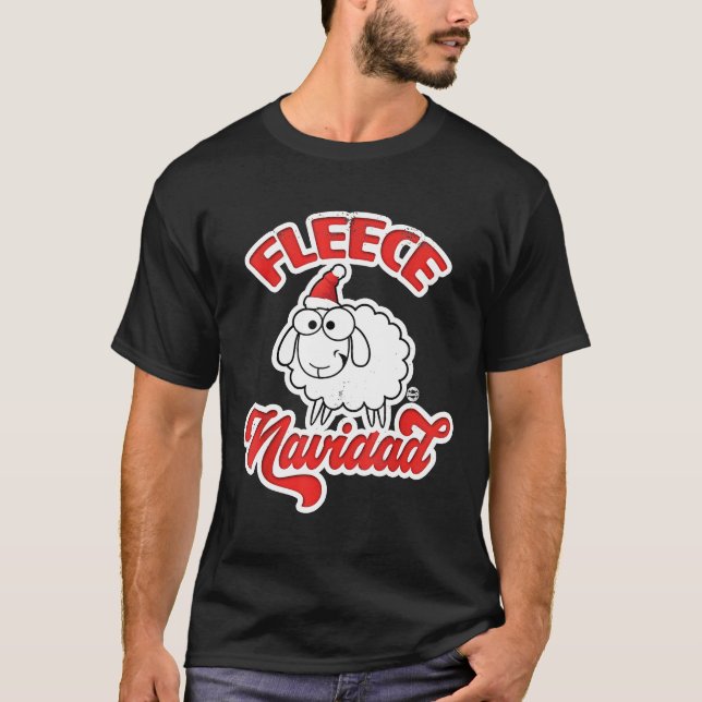Camiseta Fleece Navidad Gráfica divertida Navidad oveja esp (Anverso)