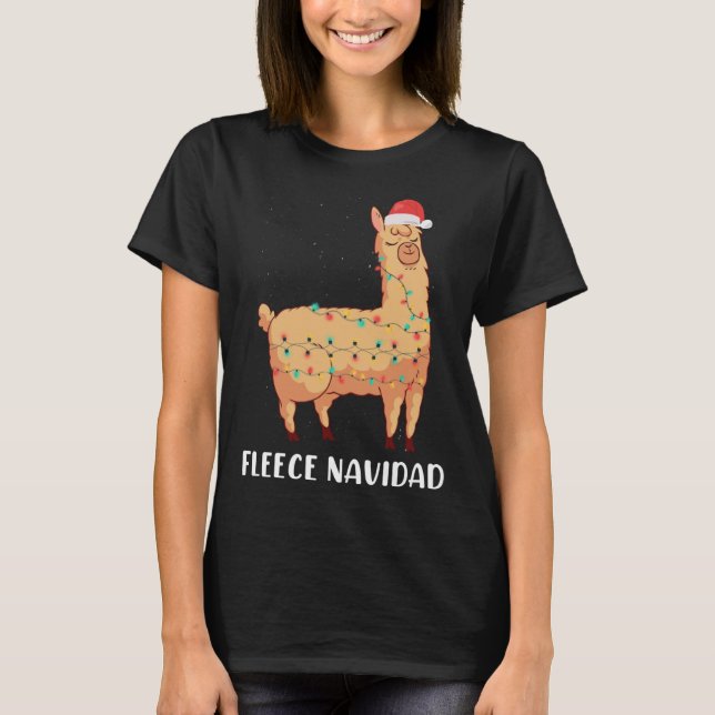 Camiseta Fleece Navidad Holiday Christmas Llama Alpaca (Anverso)