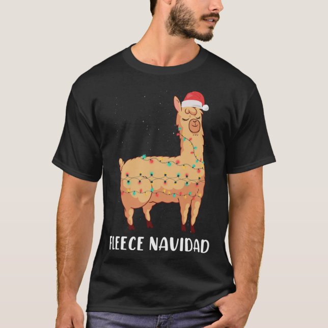 Camiseta Fleece Navidad Holiday Christmas Llama Alpaca (Anverso)