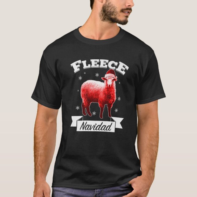 Camiseta Fleece Navidad Navidad Cordero de oveja - Feliz Na (Anverso)