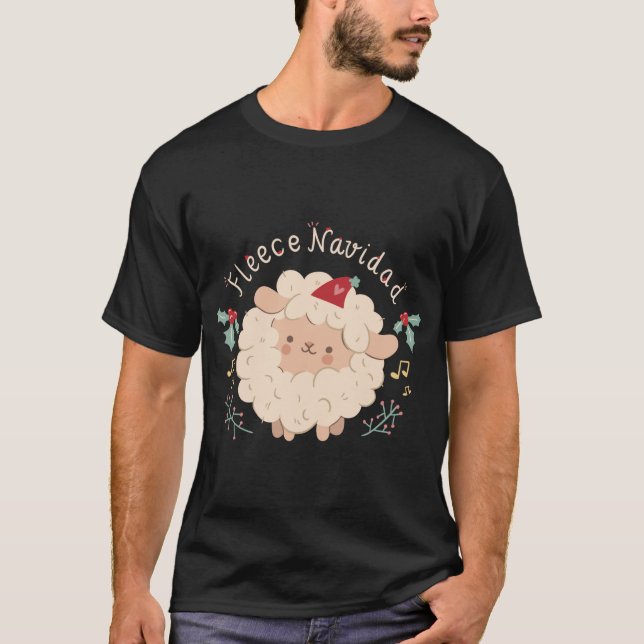 Camiseta Fleece Navidad, Navidad lindo oveja (Anverso)