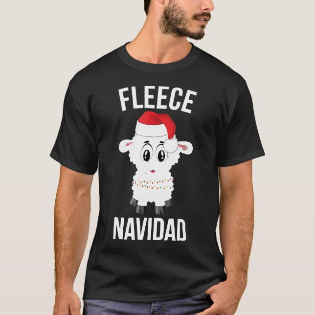 Camiseta Fleece Navidad Navidades divertidos cortos cordero (Anverso)