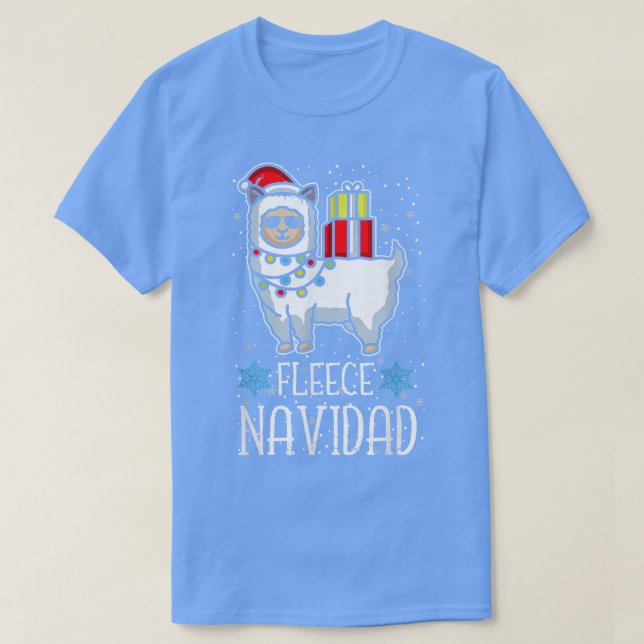 Camiseta Fleece Navidad oveja Cordero Santa Hat Candy Cane (Diseño del anverso)