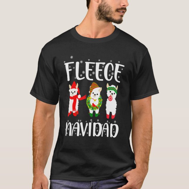 Camiseta Fleece Navidad Santa Claus Alpaca Happy Holidays (Anverso)