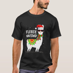 Camiseta Fleece Navidad Santa Hat Alpaca Llama Navidades