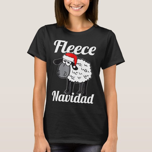Camiseta Fleece Navidad Sheep Santa Hat Navidades Holiday P (Anverso)