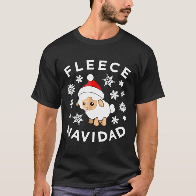 Camiseta Fleece Navideña Navidad Camisa, Oveja Cuta Navidad (Anverso)