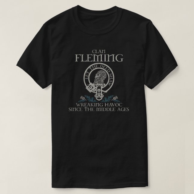 Camiseta Fleming Clan escudo Escocia apellido tartán Thistl (Diseño del anverso)