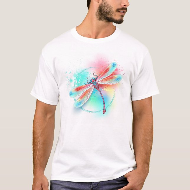 Camiseta Fléon roja sobre fondo acuarela (Anverso)
