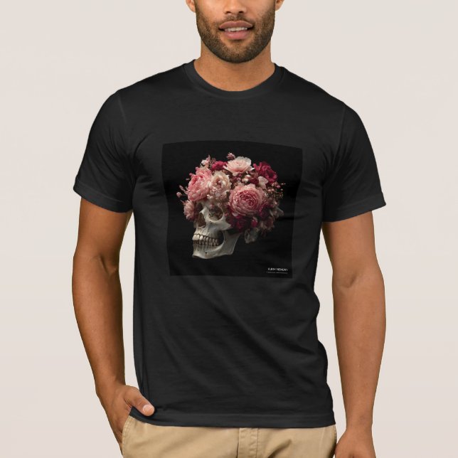 Camiseta Flesh Memory – Cráneo Floral Gótico (Anverso)