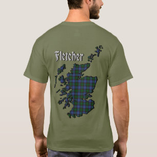 Camiseta Fletcher Clan Badge & Tartan w/Motto