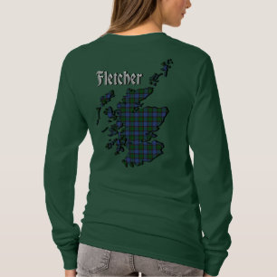 Camiseta Fletcher Clan Badge & Tartan w/Motto Women's