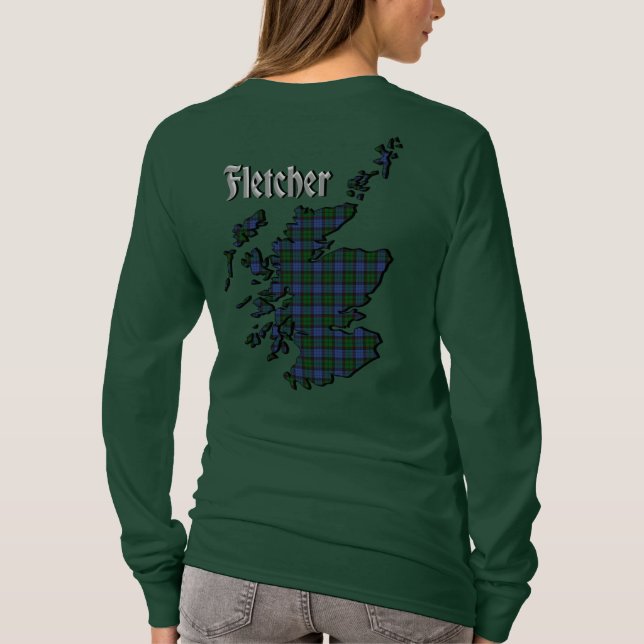 Camiseta Fletcher Clan Badge & Tartan w/Motto Women's (Reverso)