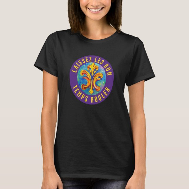 Camiseta Fleur de Lis Laissez Les Bon Temps Rouler Mardi Gr (Anverso)