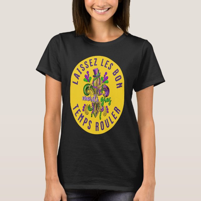 Camiseta Fleur de Lis Laissez Les Bon Temps Rouler Mardi Gr (Anverso)