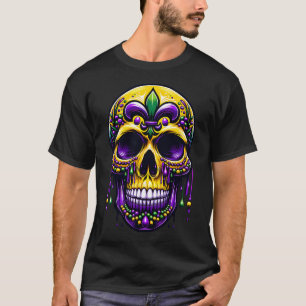 Camiseta Fleur De Lis Mardi Gras Skull Carnaval de Nueva Or