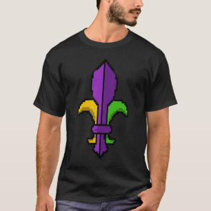 Camiseta Fleur De Lys Pixel Mardi Gras Carnaval Juego