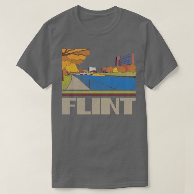 Camiseta Flint City Vintage Traveler Gift Skyline Silhouet (Diseño del anverso)