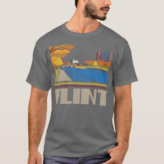 Camiseta Flint City Vintage Traveler Gift Skyline Silhouet