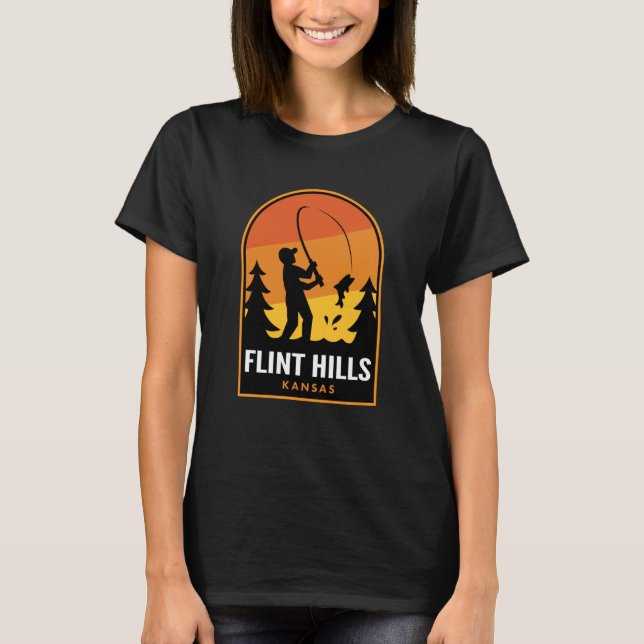Camiseta Flint Hills Kansas Fishing (Anverso)