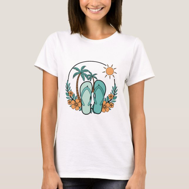 Camiseta Flip Flops and Palm Trees Summer Beach Vibes (Anverso)