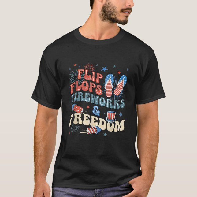 Camiseta Flip Flops fuegos artificiales Libertad Patriótica (Anverso)