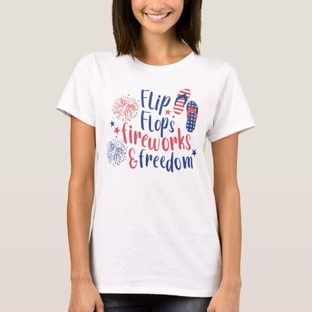 Camiseta Flip Flops fuegos artificiales y Día de la Liberta (Anverso)