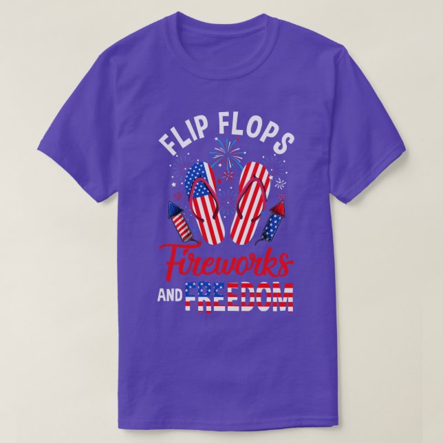 Camiseta Flip Flops Fuegos Artificiales Y Libertad 4 De Jul (Diseño del anverso)