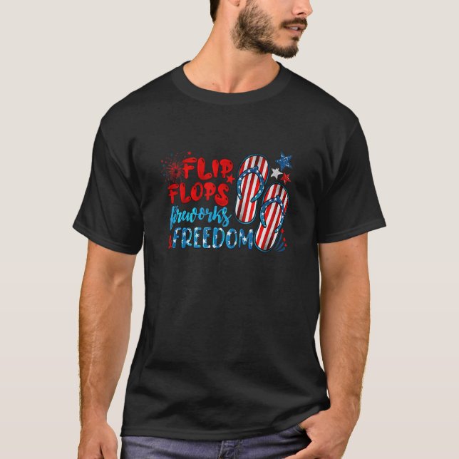 Camiseta Flip Flops Fuegos Artificiales Y Libertad 4 De Jul (Anverso)