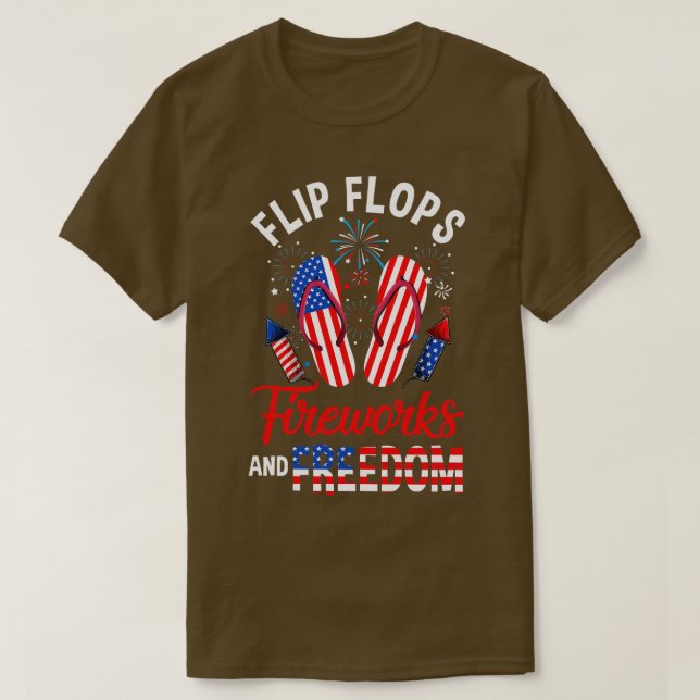 Camiseta Flip Flops Fuegos Artificiales Y Libertad 4 De Jul (Diseño del anverso)