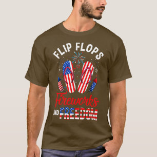 Camiseta Flip Flops Fuegos Artificiales Y Libertad 4 De Jul