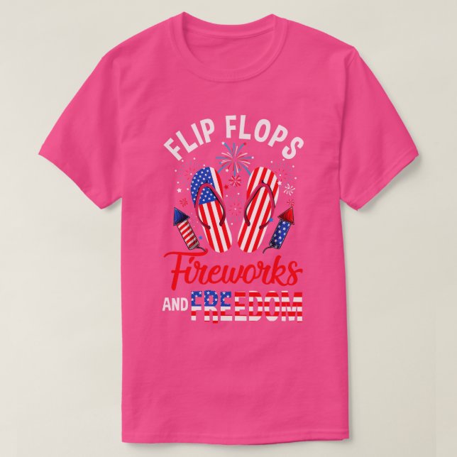 Camiseta Flip Flops Fuegos Artificiales Y Libertad 4 De Jul (Diseño del anverso)