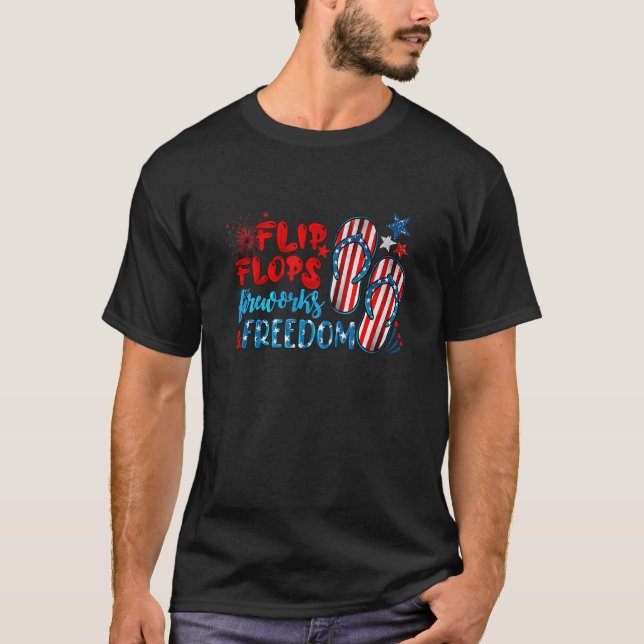 Camiseta Flip Flops Fuegos Artificiales Y Libertad 4 De Jul (Anverso)